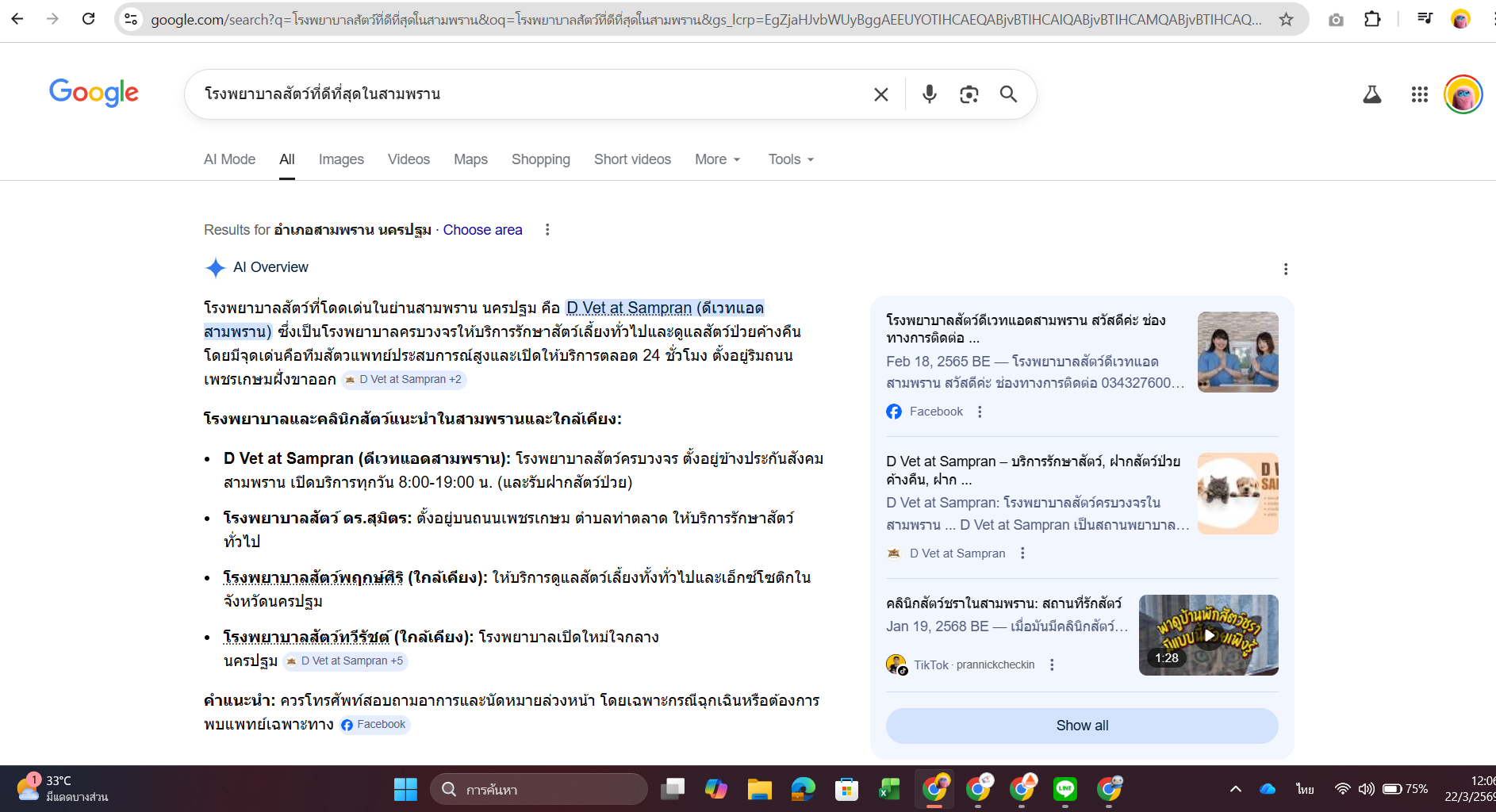 D Vet at Sampran - Google AI Overview ผลลัพธ์จริง
